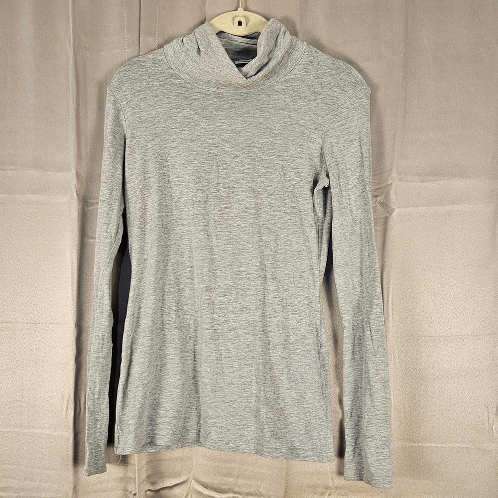 Standard James Perse Womens Gray Long Sleeve Turtleneck Shirt 3 Large